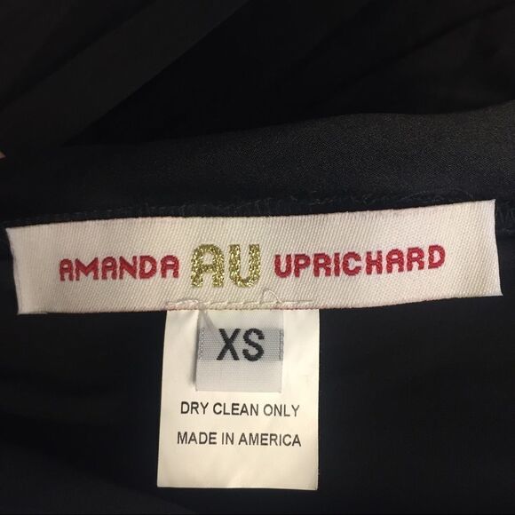 AMANDA UPRICHARD Sleeveless Silk Faux-Wrap Tulip Mini Dress Black XS - Picture 7 of 9